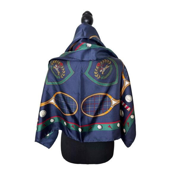 Burberrys Tennis and Golf Silk Twill Scarf 34"x34" - Picture 3 of 3